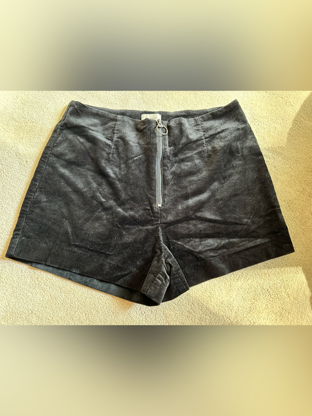 Maeve Anthropologie Black Corduroy zip front shorts